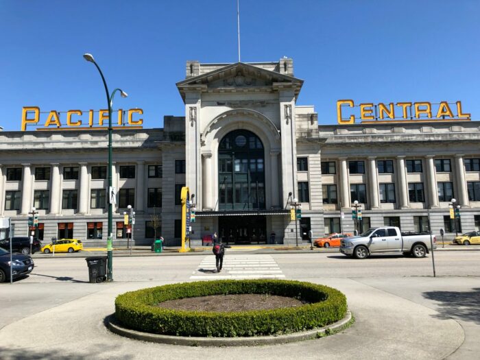 Utanför Pacific Central Station i Vancouver.