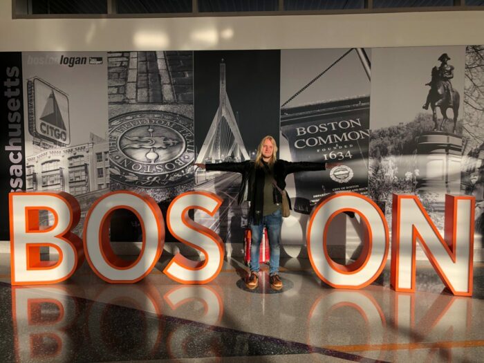 Jag vid logo för staden Boston